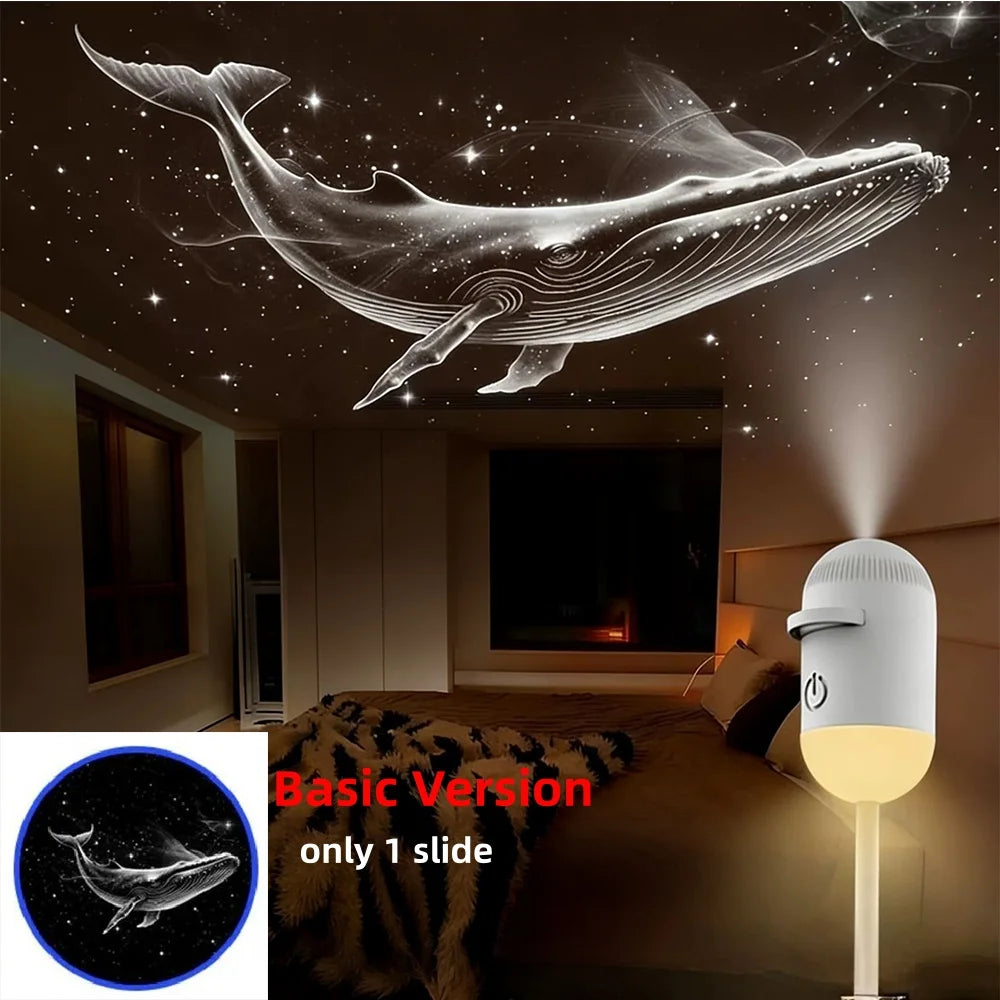 24 in 1 USB HD Galaxy Star Projection Lamp Night Sky LED Atmosphere Light Bullet Head Cool White Dimmable 3 Modes Plug Play